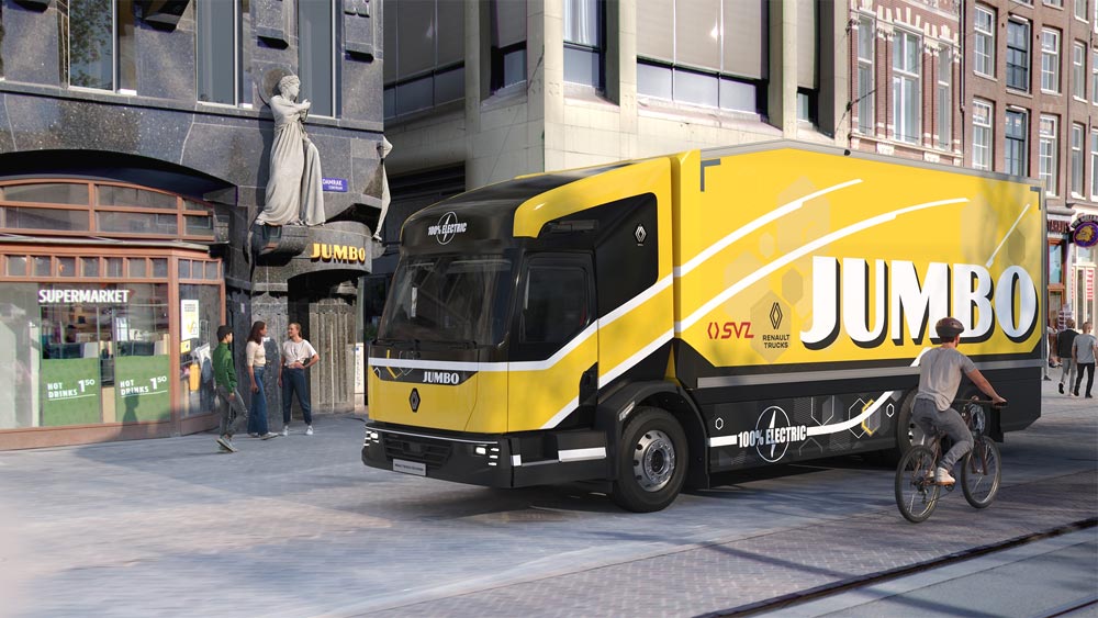 Camion électrique urbain Renault équipé en frigorifique pour Jumbo